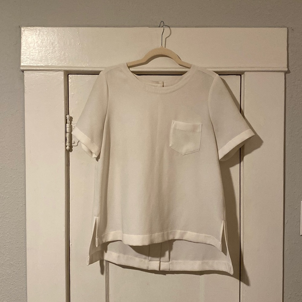 Madewell short sleeve top with button down back